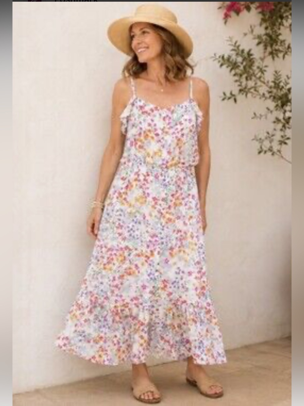 J Jill Dress Womens Medium Floral Ruffle Button Garden Party Maxi Summer Resort